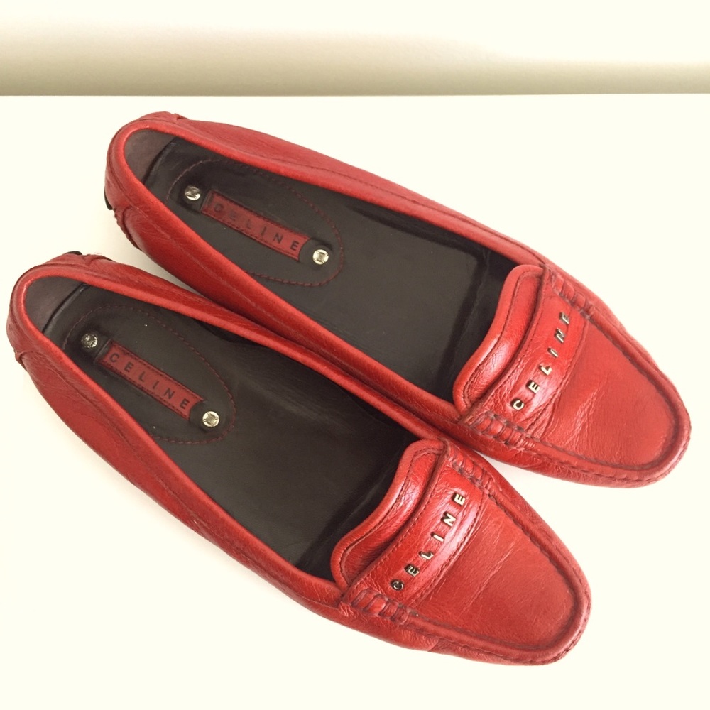 CELINE Red Driving Loafers 39